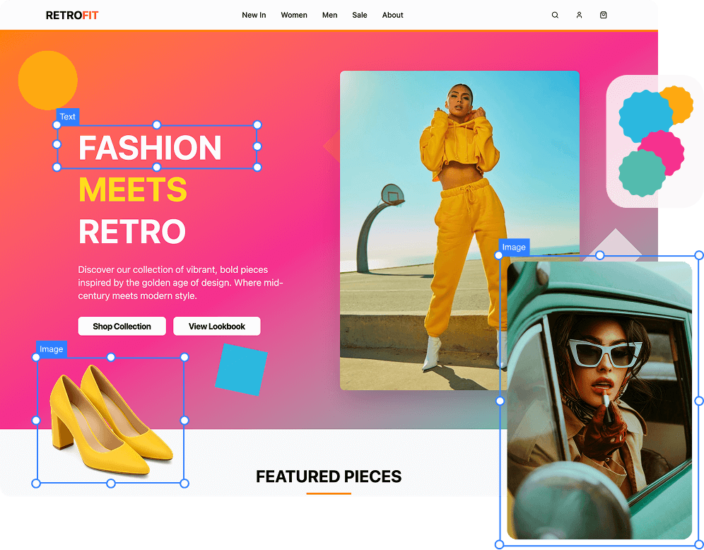 AI powered website builder interface showing design generation