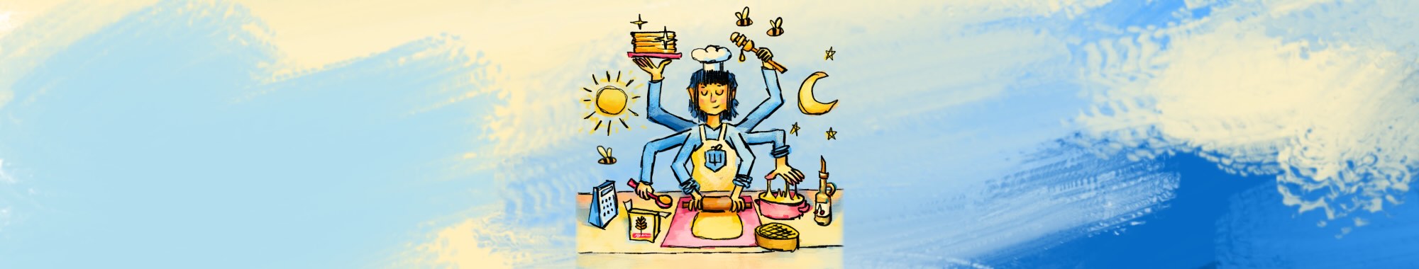 Honey Cake Marathon hand-painted blue and yellow banner style