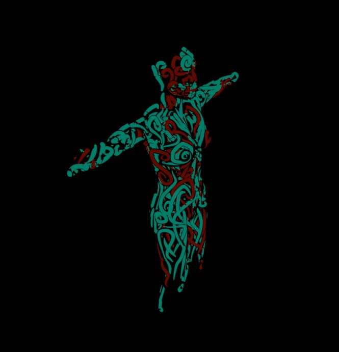 Abstract composition with vibrant gradients