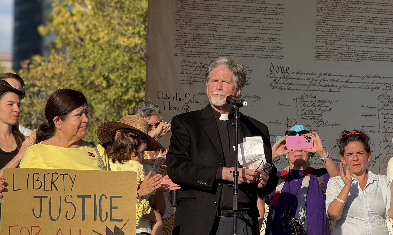 Pastor Jim Rigby giving a speech