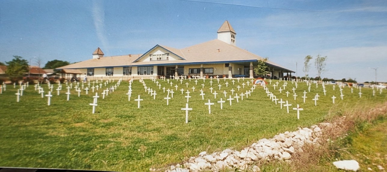 White crosses in the church yard