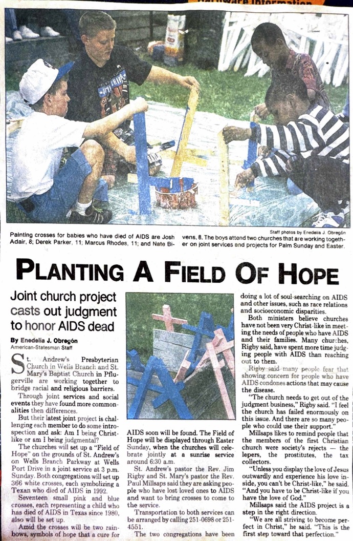 News article on 1993 Field of Hope