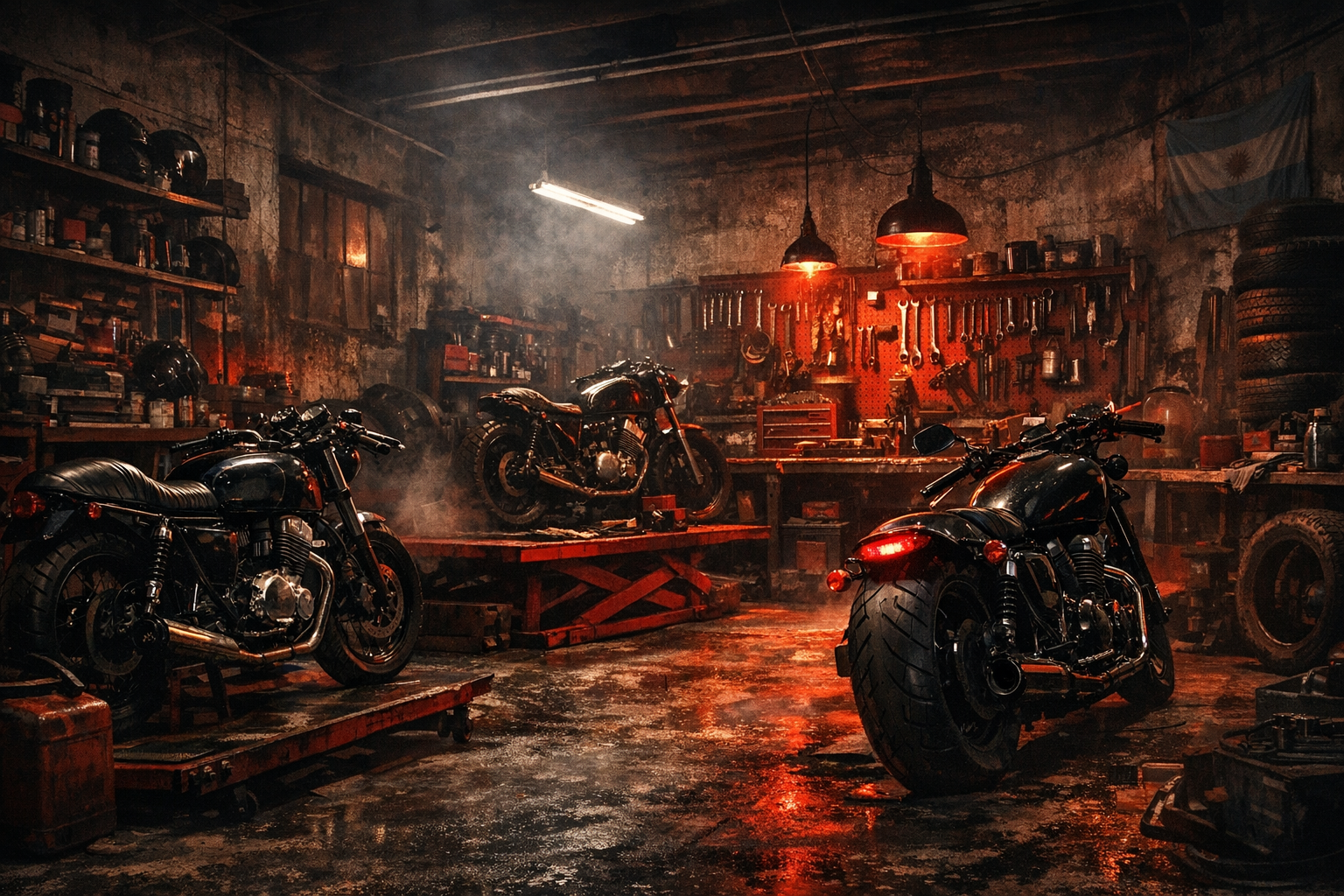 Motos en showroom estilo garage