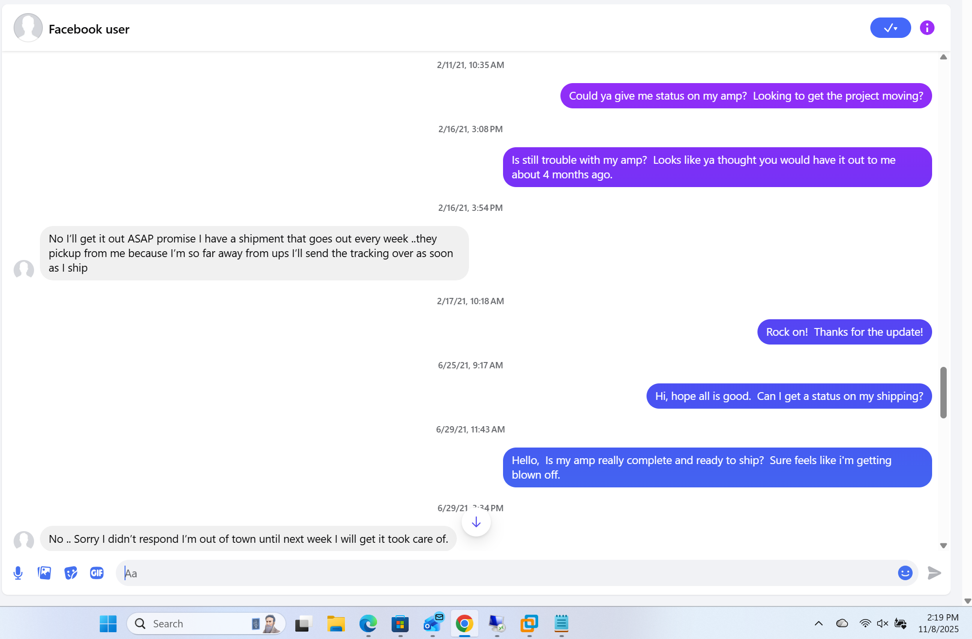 Placeholder chat screenshot 7