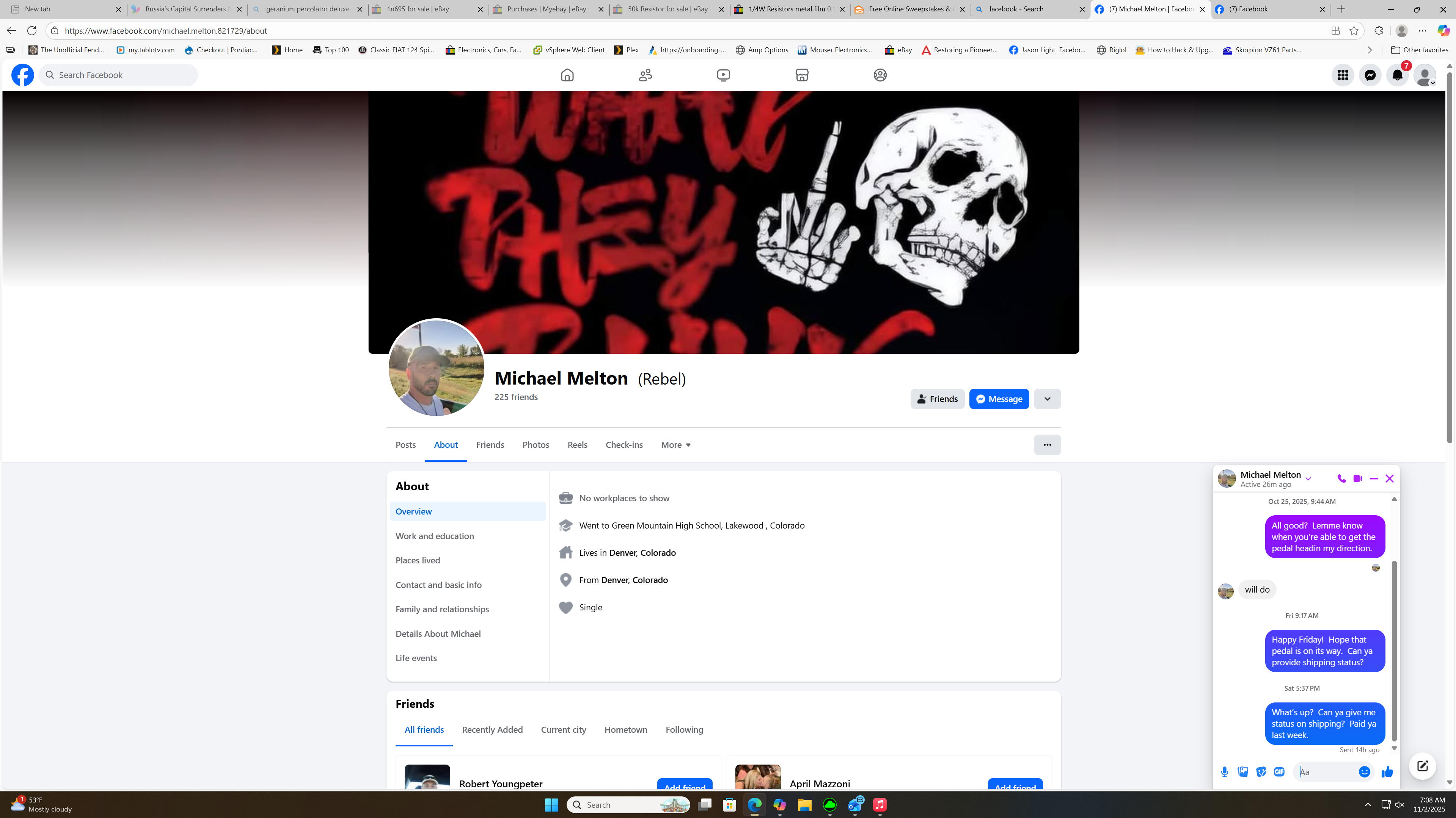 Screenshot of Michael Melton’s Facebook profile