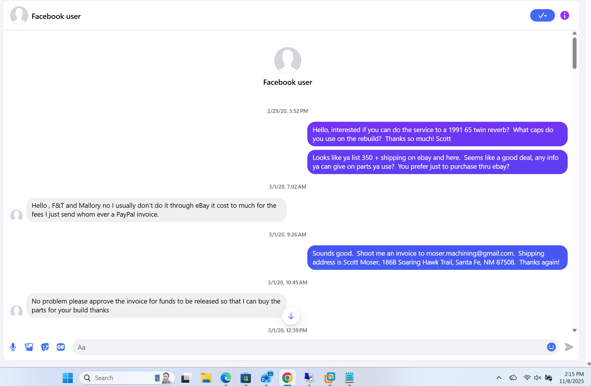 Placeholder chat screenshot 1