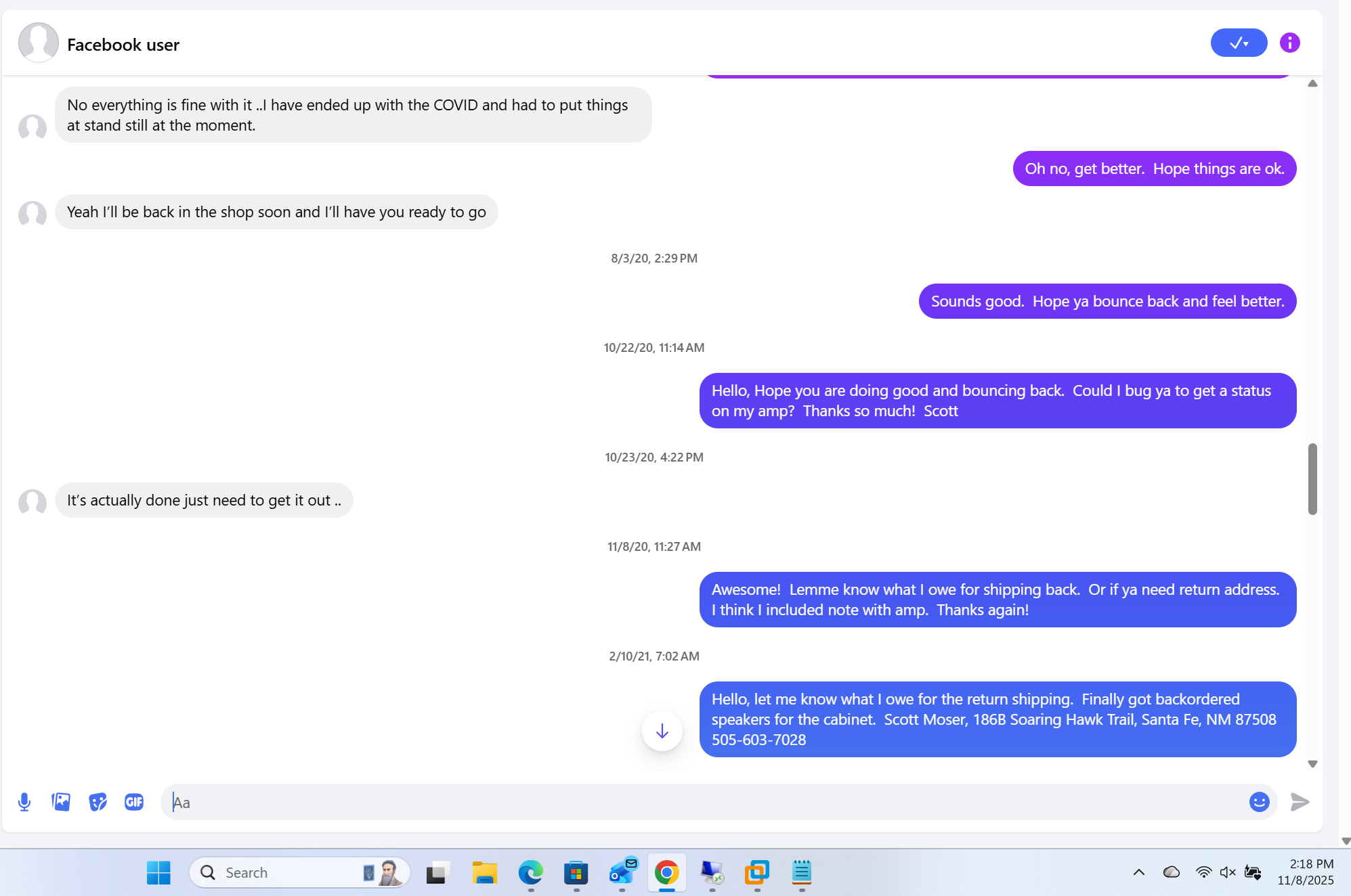 Placeholder chat screenshot 6