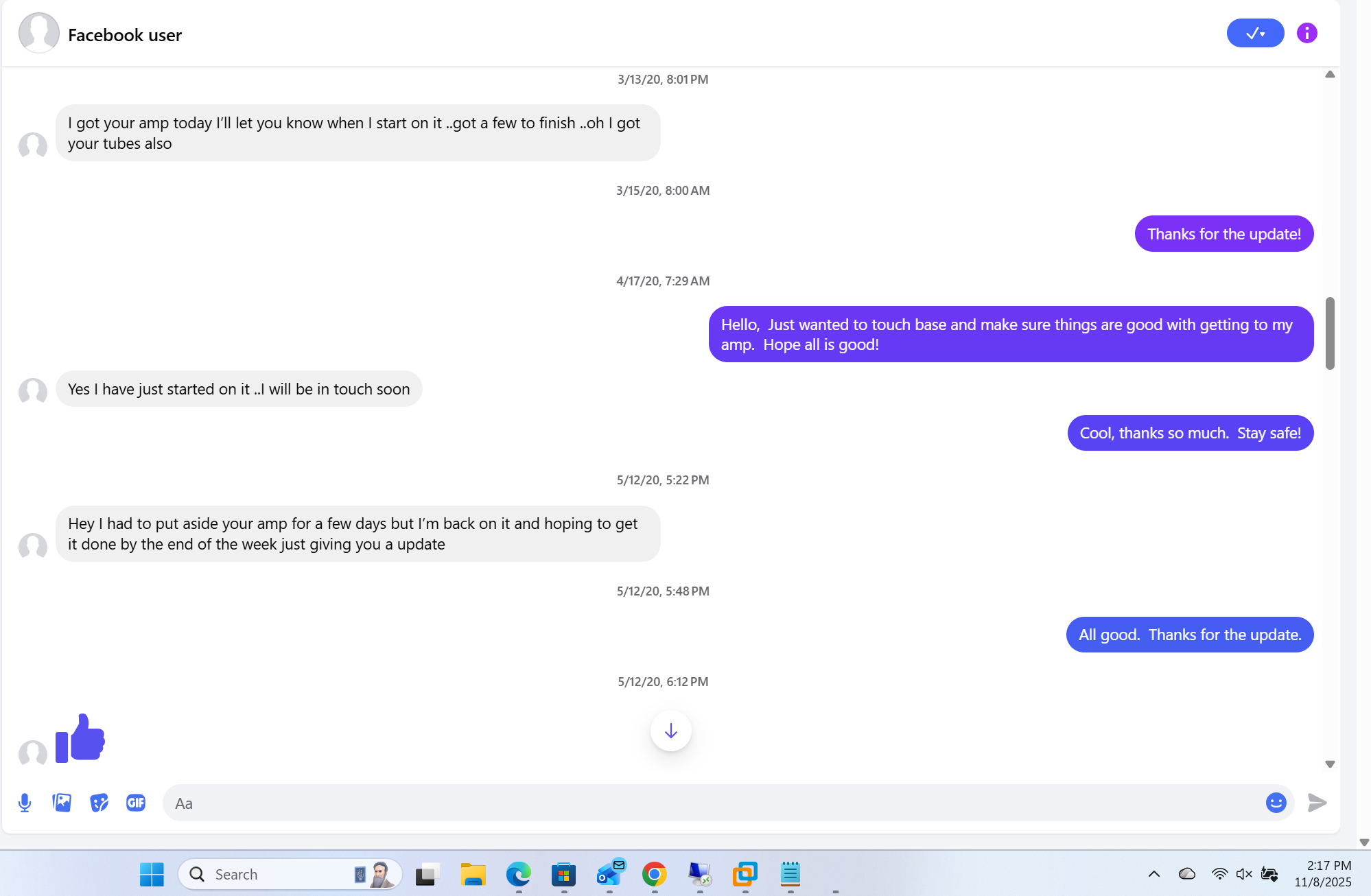 Placeholder chat screenshot 4