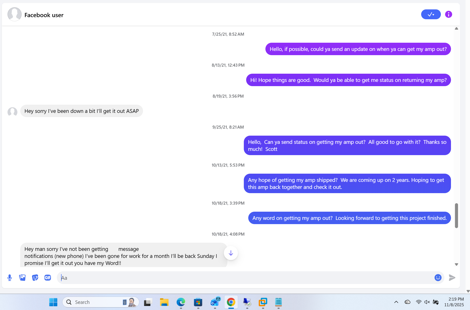 Placeholder chat screenshot 8