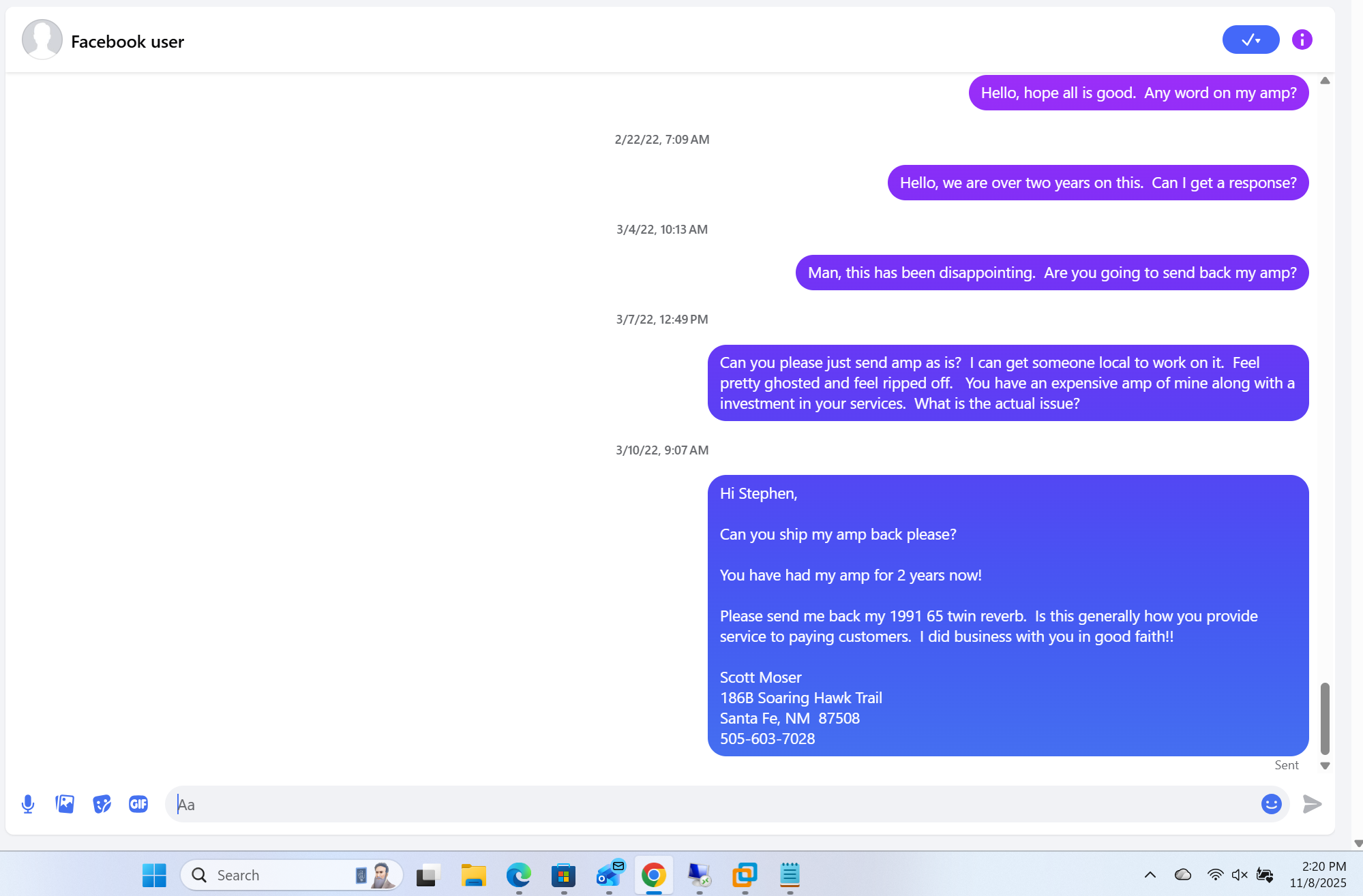 Placeholder chat screenshot 10