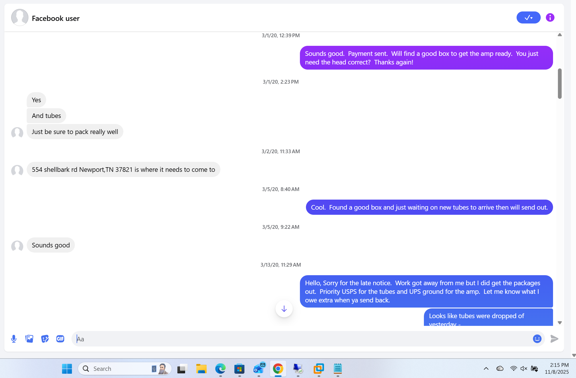 Placeholder chat screenshot 2