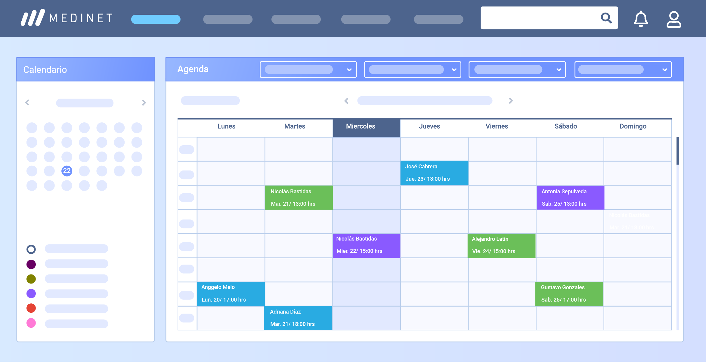 Mockup Agenda Médica