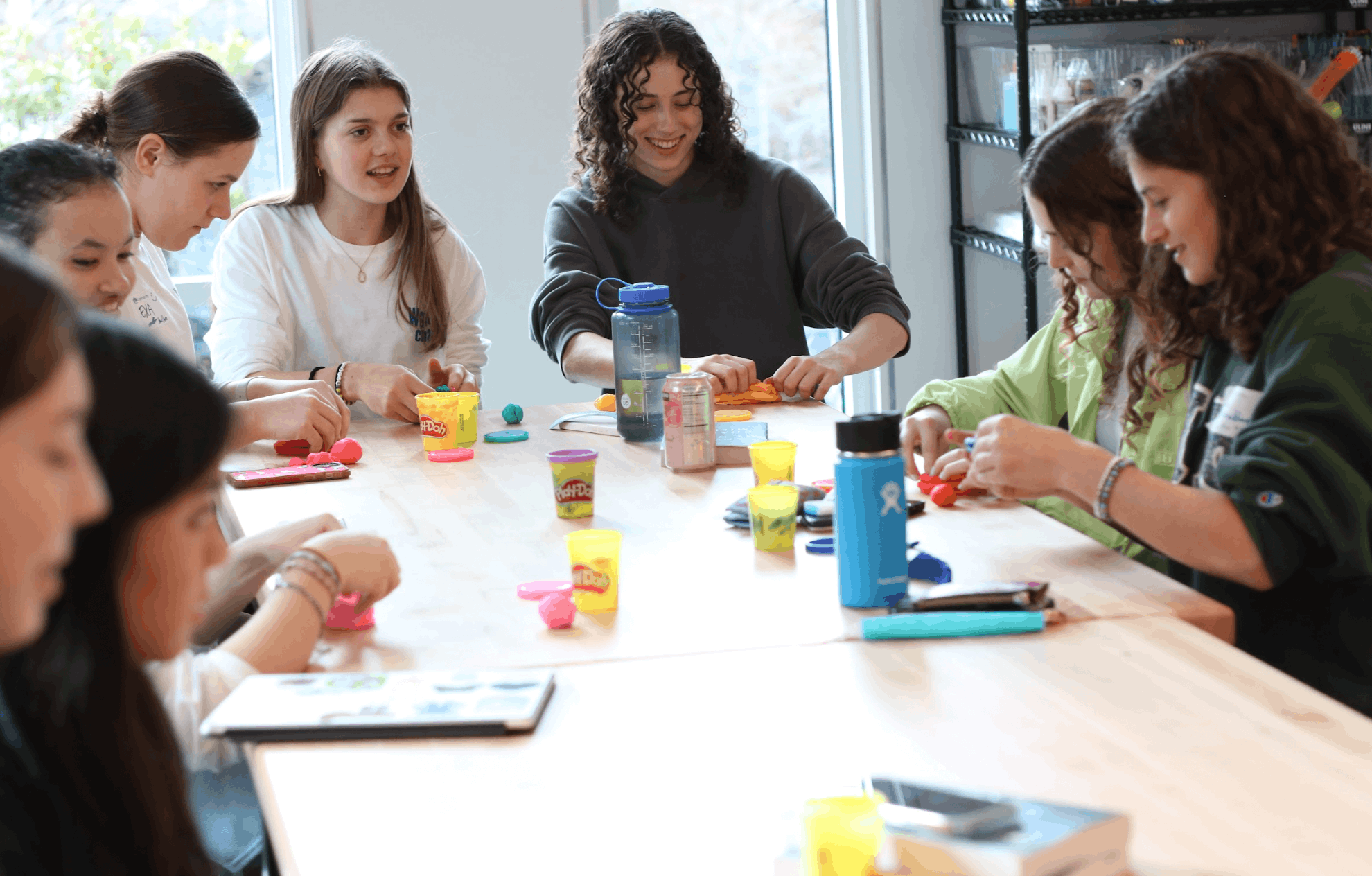 Students collaborating and learning together