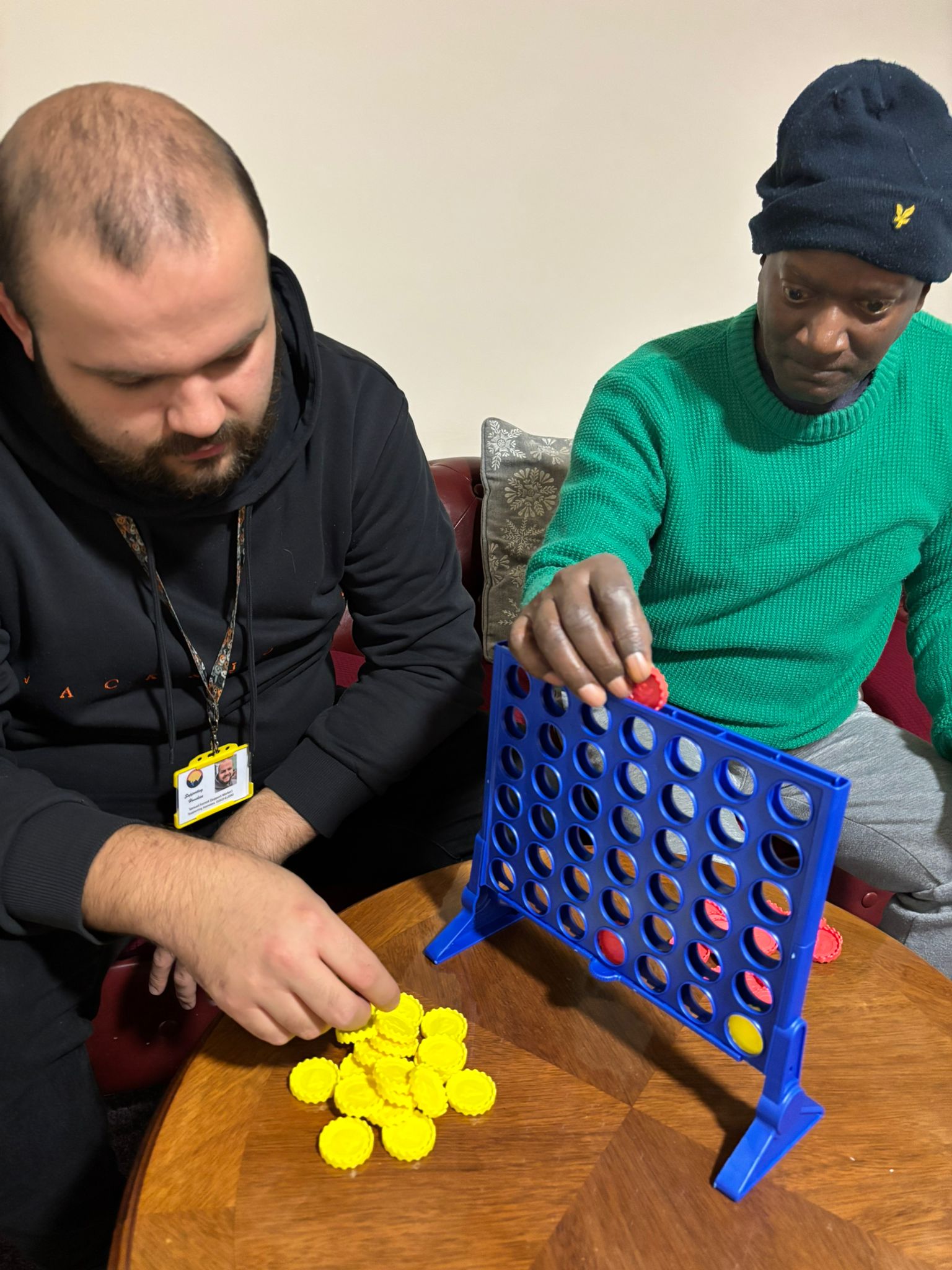 Resident Valentine, playing Connect 4 with Sam