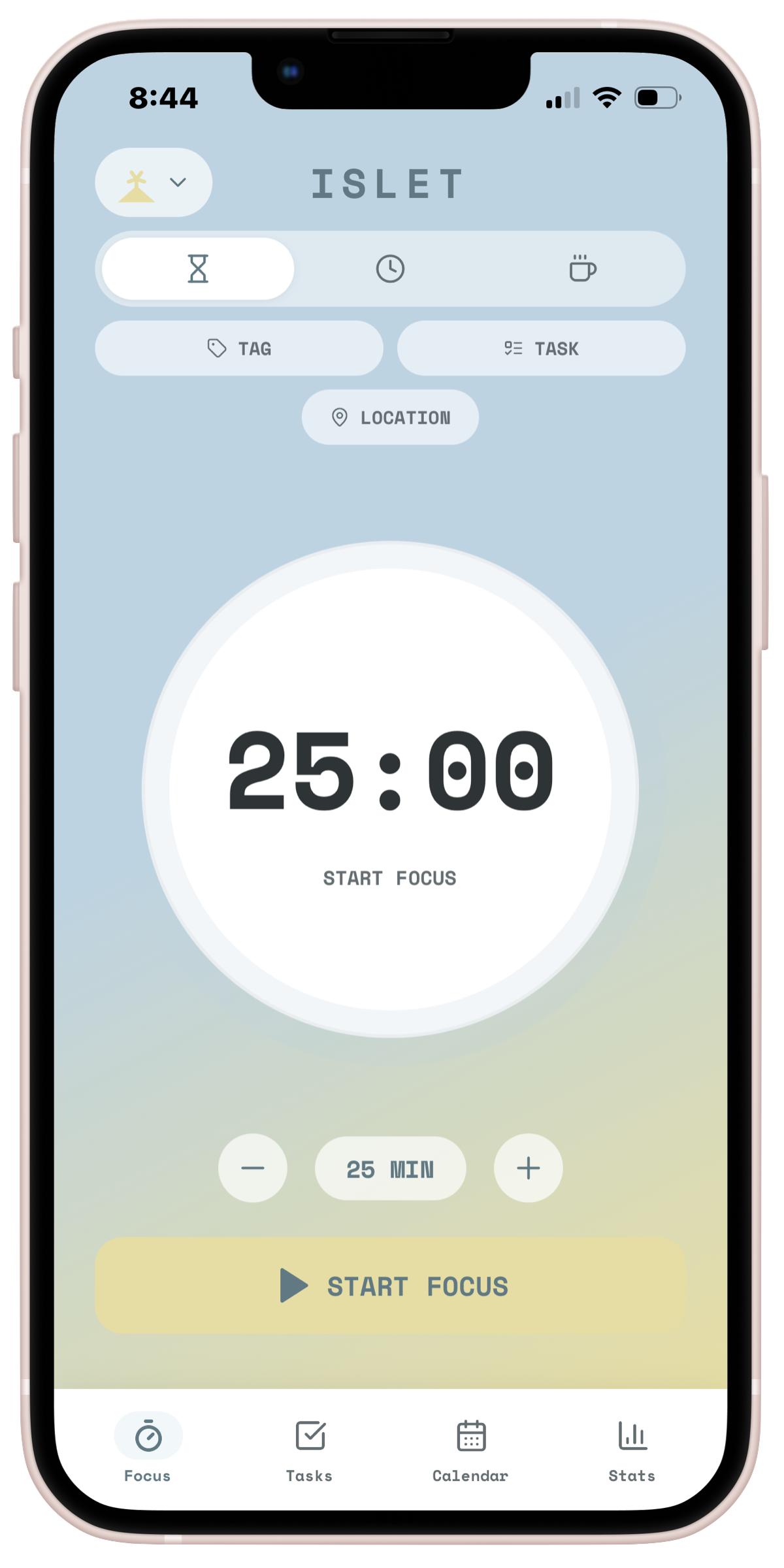 Focus sessions screen