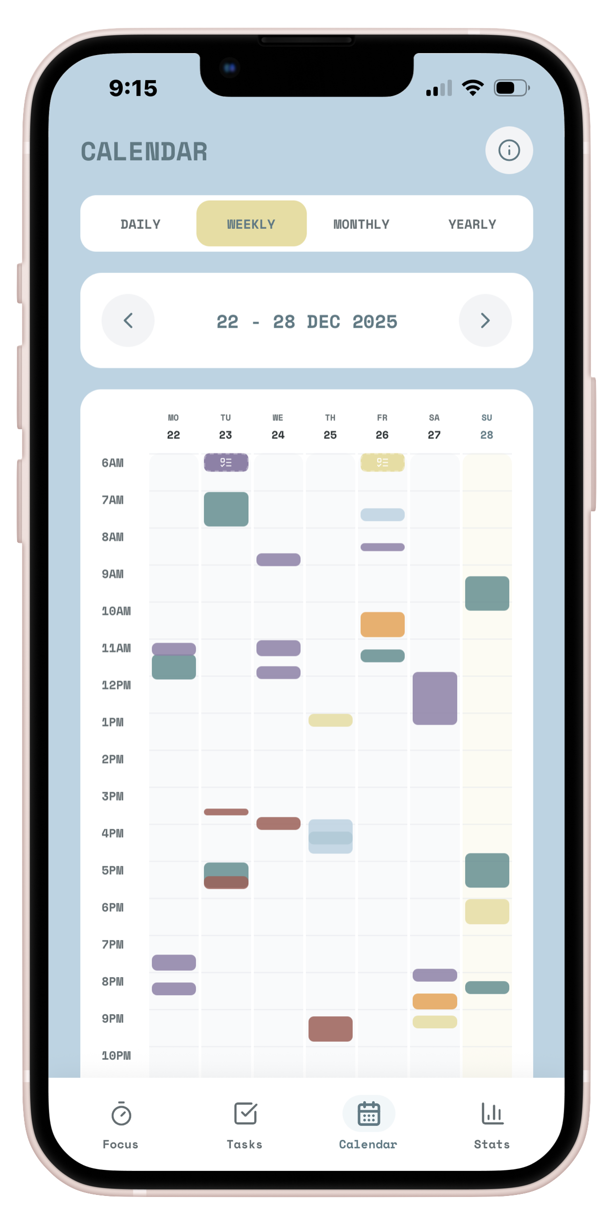 Calendar screen