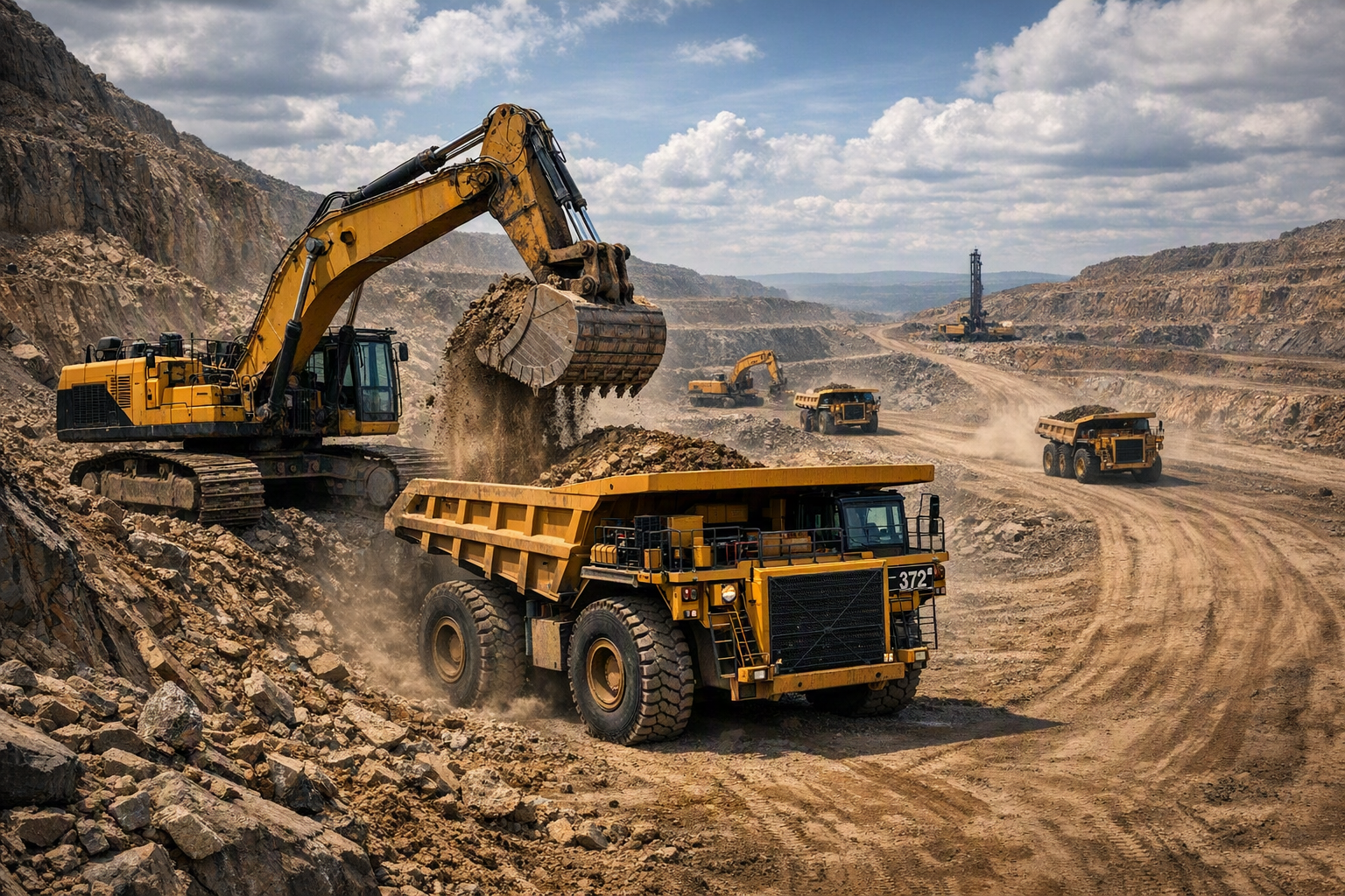 Mining and industrial facility with heavy infrastructure