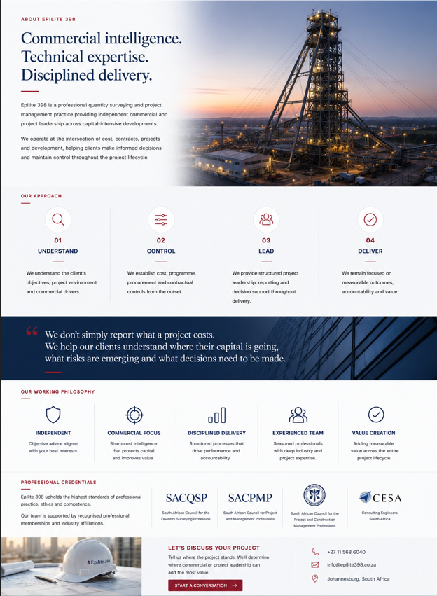 Epilite 398 project and commercial environment