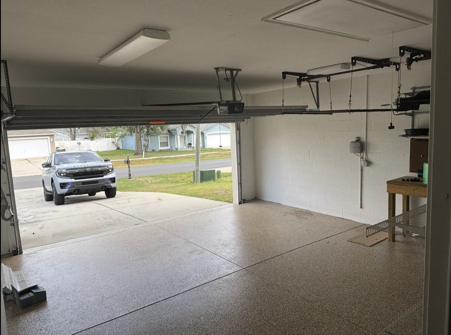 Two car garage main view