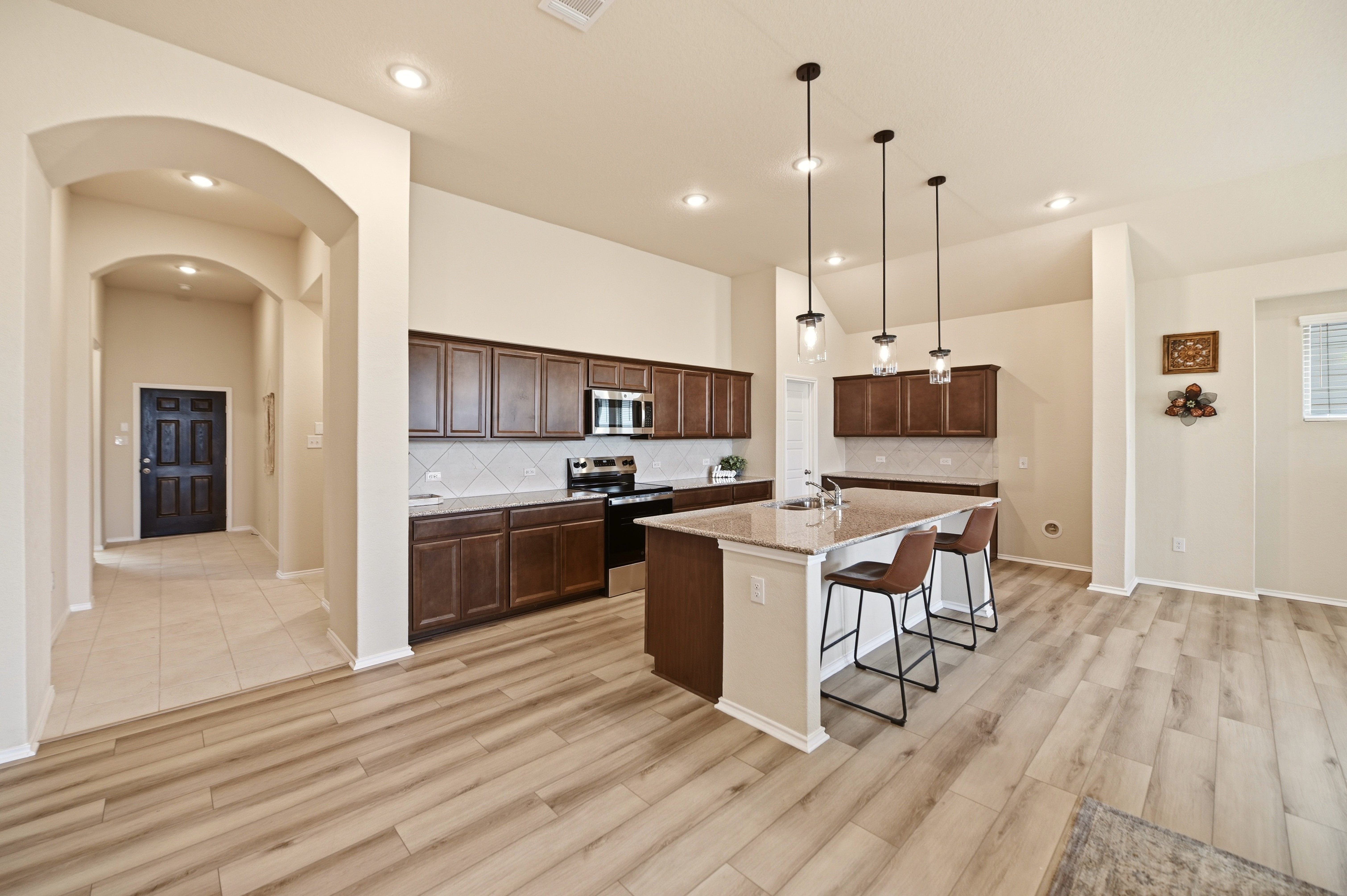 Bright remodeled interior with a wider room view and modern finishes