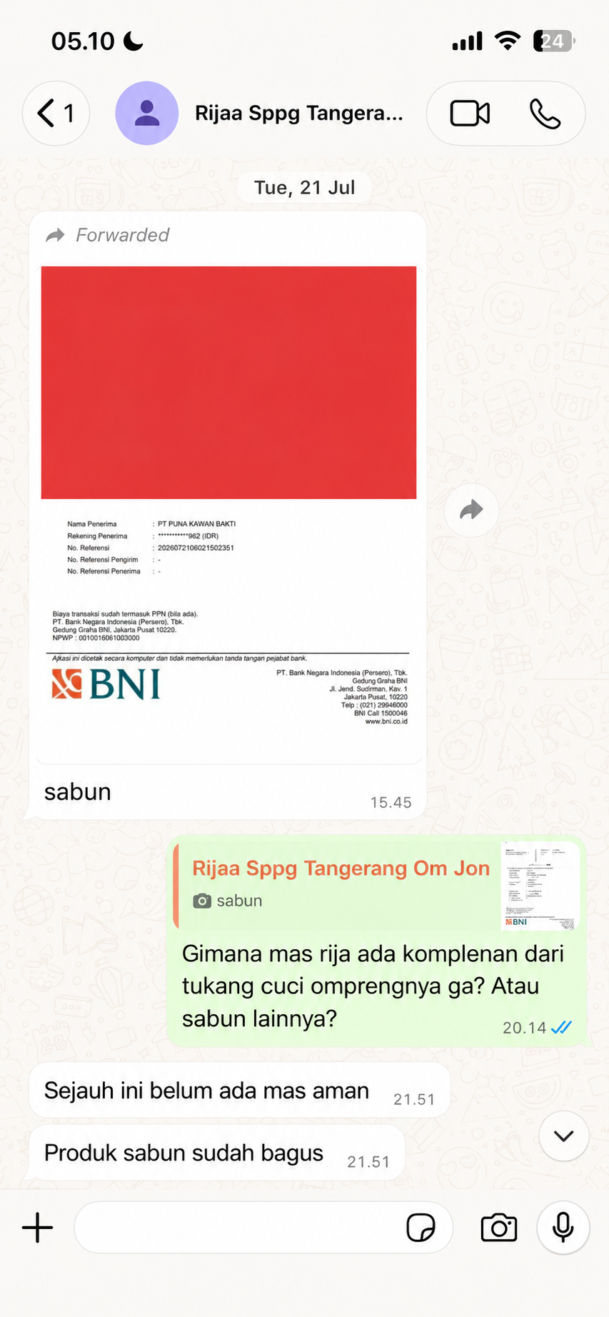 Placeholder screenshot testimonial pelanggan 2