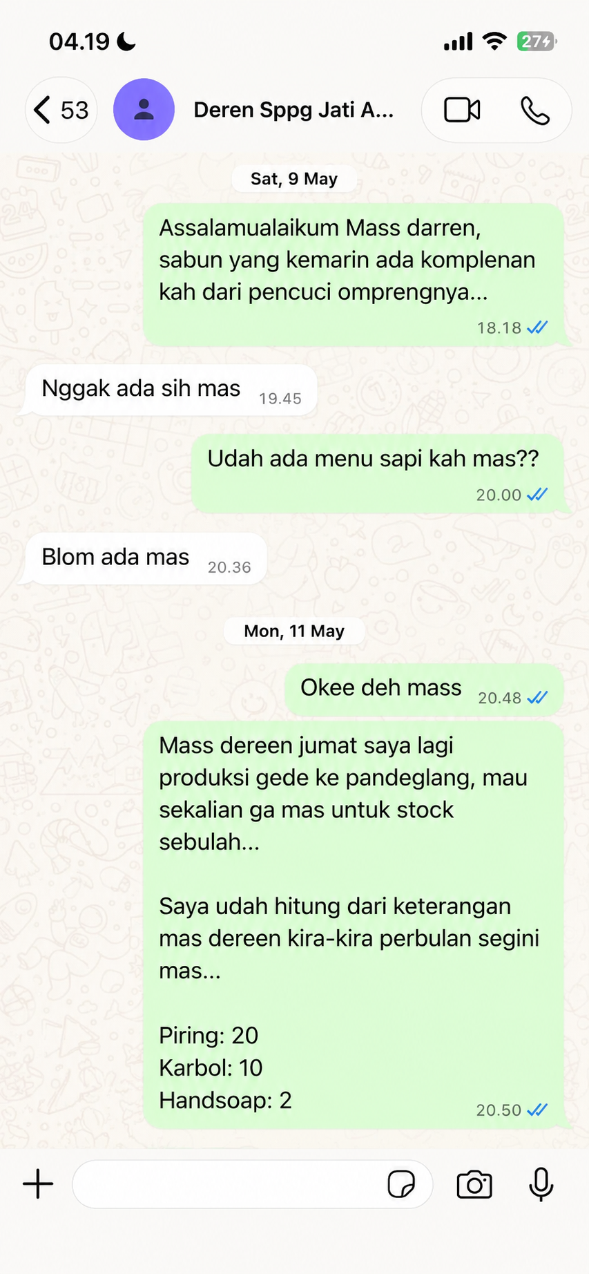 Placeholder screenshot bukti order pelanggan 3