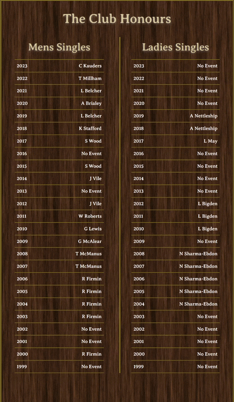 Tall honours board layout showing deeper year history and extended record lists