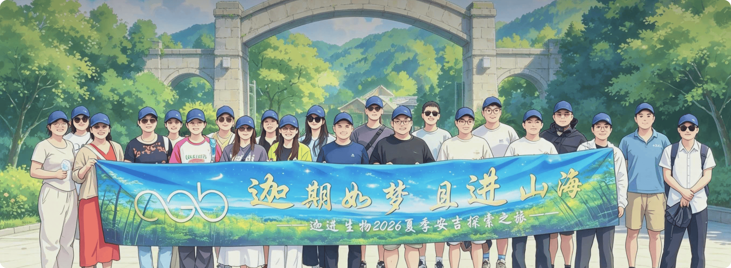 ChainGen Bio team group photo outdoors during a summer outing
